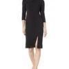 Calvin Klein 3/4 Sleeve Scuba Crepe Sheath Dress With Asymmetrical Neckline & Slit -Fashion Clothing Store 51x26w3IA L. AC SR736920